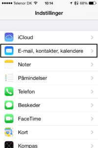 Vælg E-mail, kontakter, kalenderere
