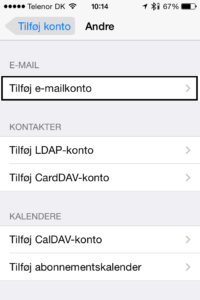 Vælg "Tilføj e-mailkonto".