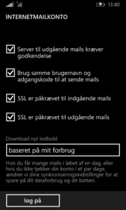 Sæt flueben i: Server til udgående mails kræver godkendelse