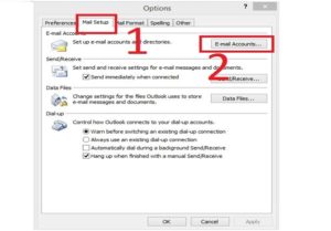 Go to Mail Setup tab(1 step) and open E-mail Accounts (2 step)