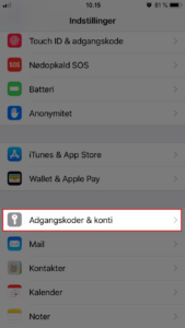 Vælg Adgangskoder & konti.