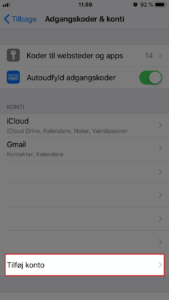 Under konti tryk på “Tilføj konto…”.